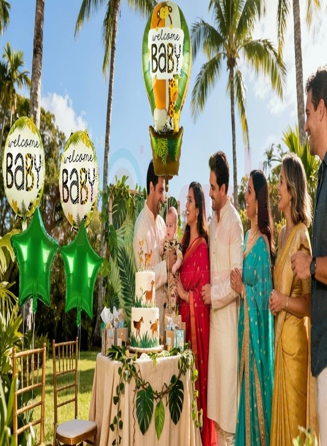 بروبسيكل بالونات فويل هوائية ساخنة بتصميم حيوانات سفاري الغابة من بروبسكل (مجموعة من 5 قطع) | زينة بتصميم حيوانات الغابة لحفلات استقبال المولود الجديد والاحتفالات بالمواليد الجدد - Image 4